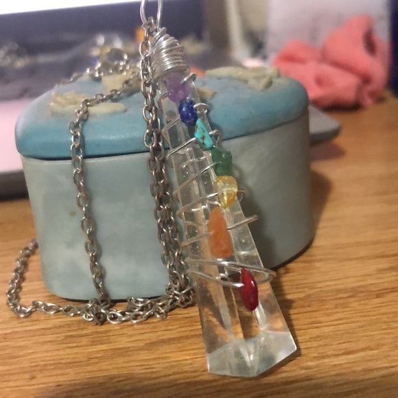 ❤️Rainbow🍭 Chakra Stones Silver Necklace🍭 - Picture 6 of 6